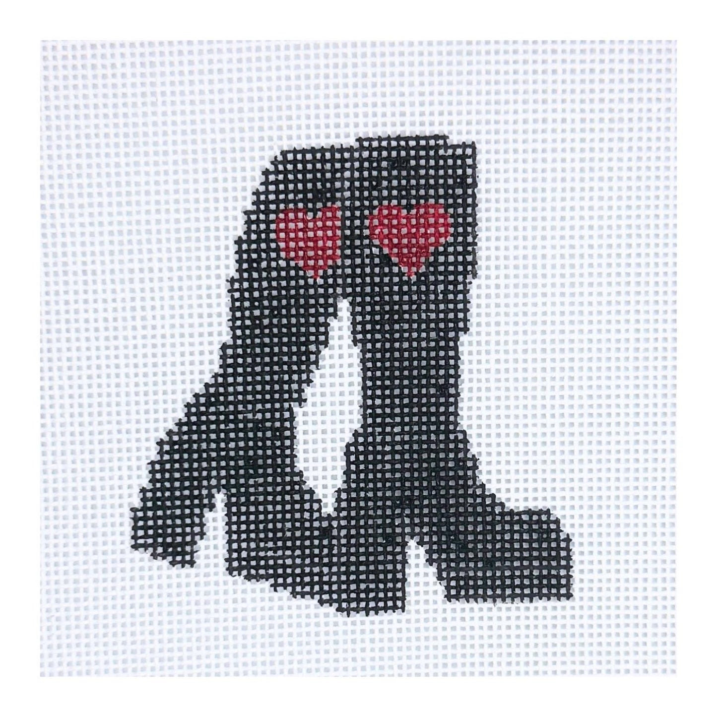 Black Heart Boots Needlepoint Canvas