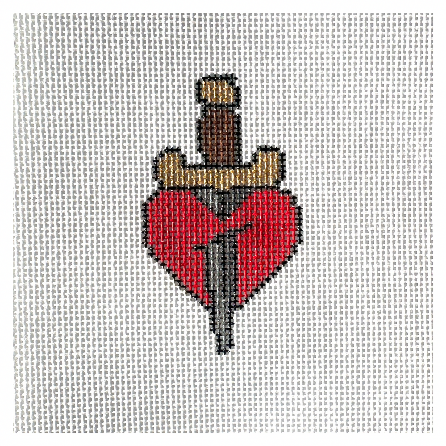 Knife Stabbing Heart Needlepoint Canvas