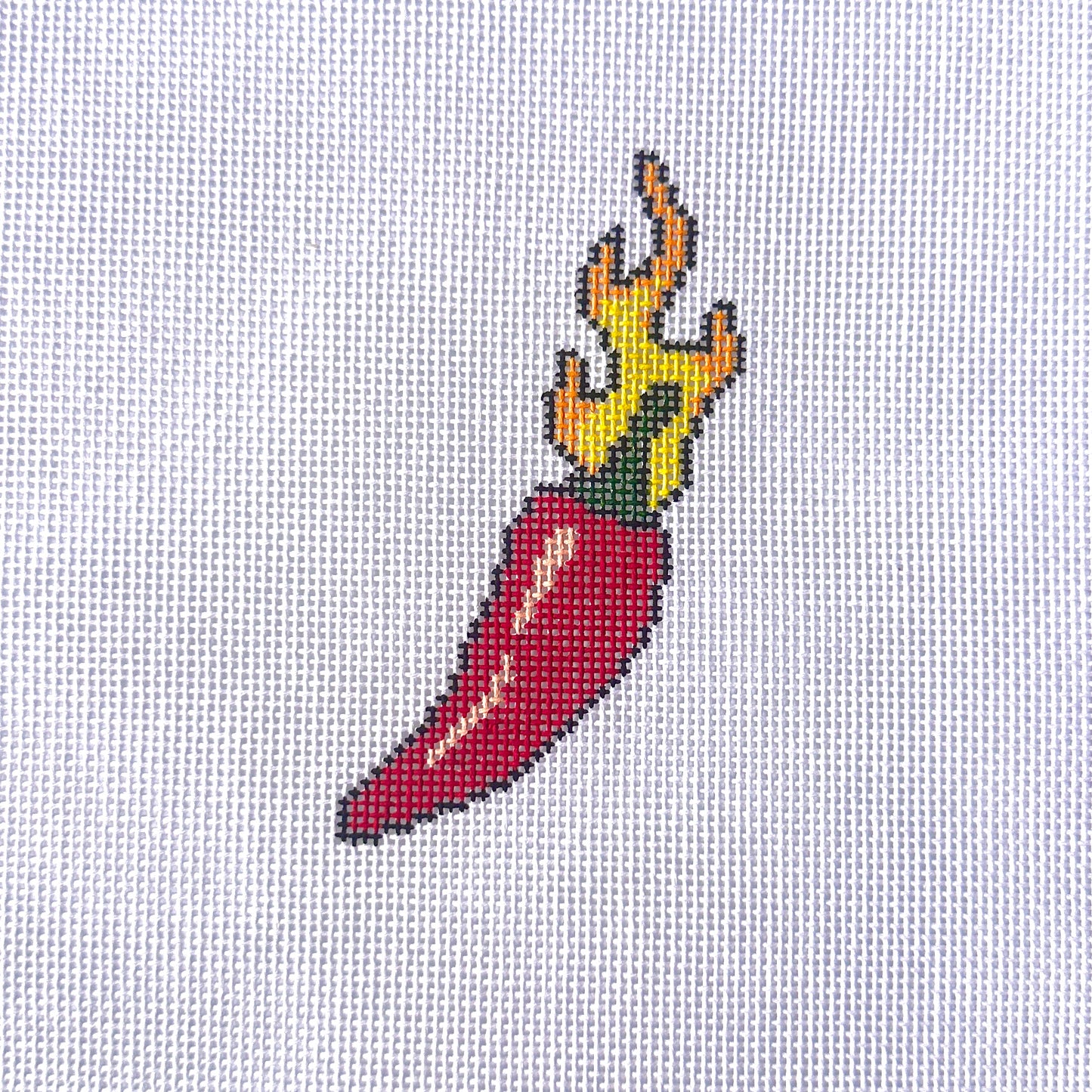 Flaming Chile Needlepoint Canvas