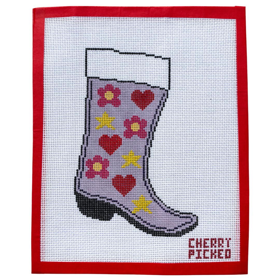 Purple Mini Stocking Needlepoint Canvas