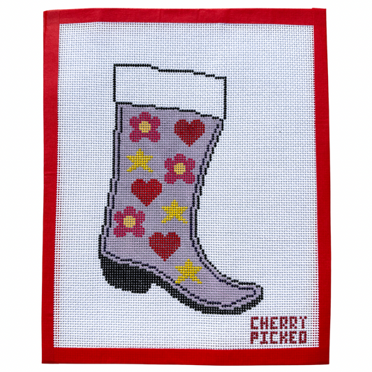Purple Mini Stocking Needlepoint Canvas