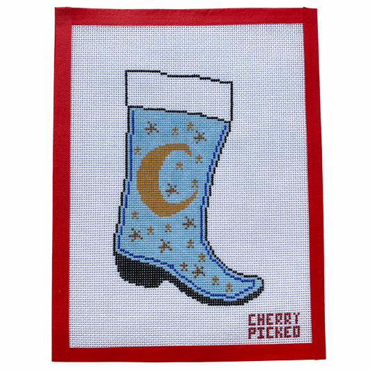 Mini Moon and Stars Needlepoint Stocking
