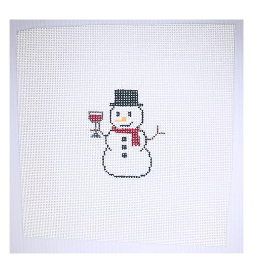 Wine Snowman Needlepoint Canvas