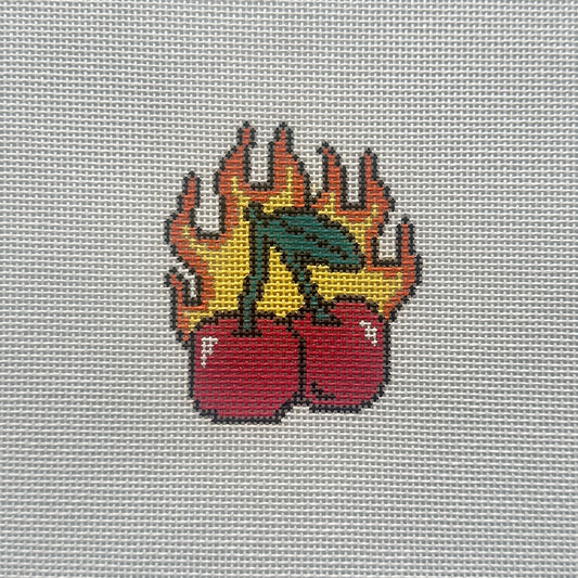 Flaming Cherry Needlepoint Canvas