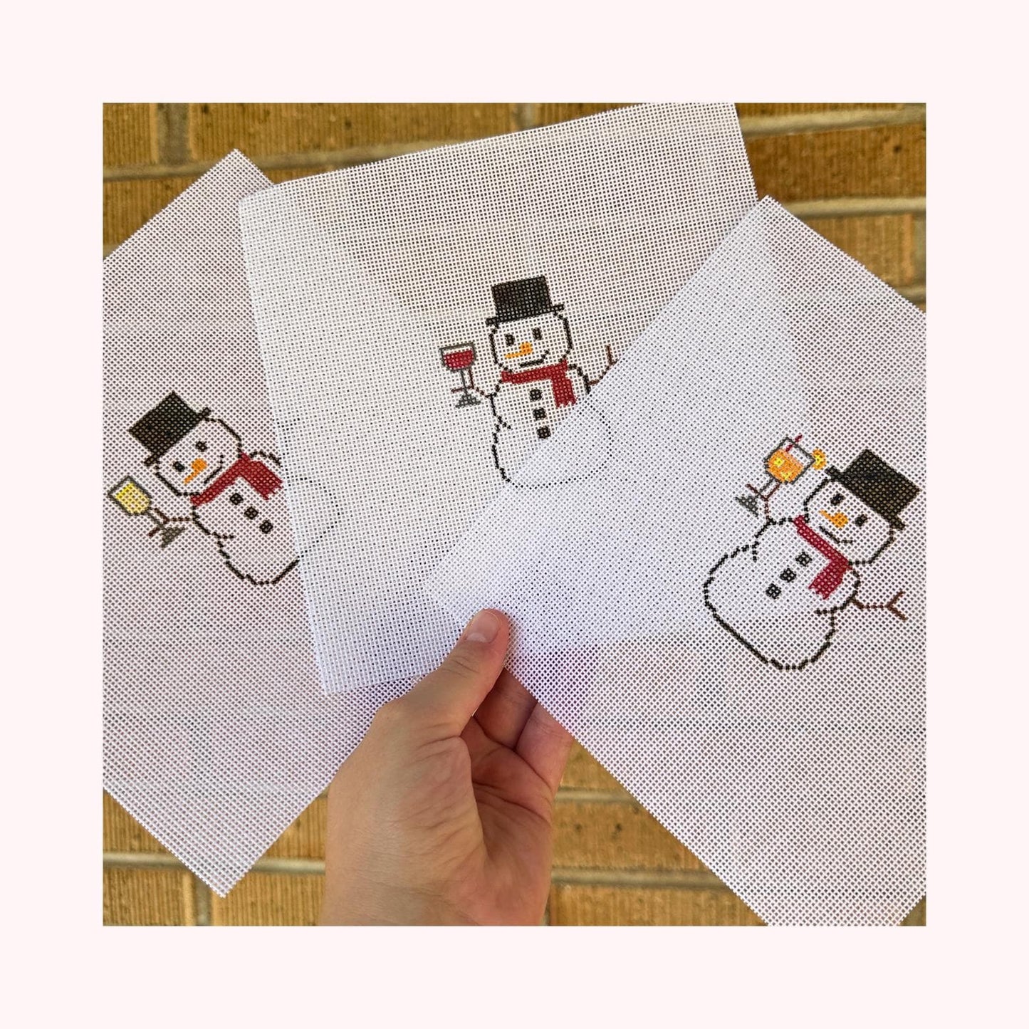 Wine Snowman Needlepoint Canvas