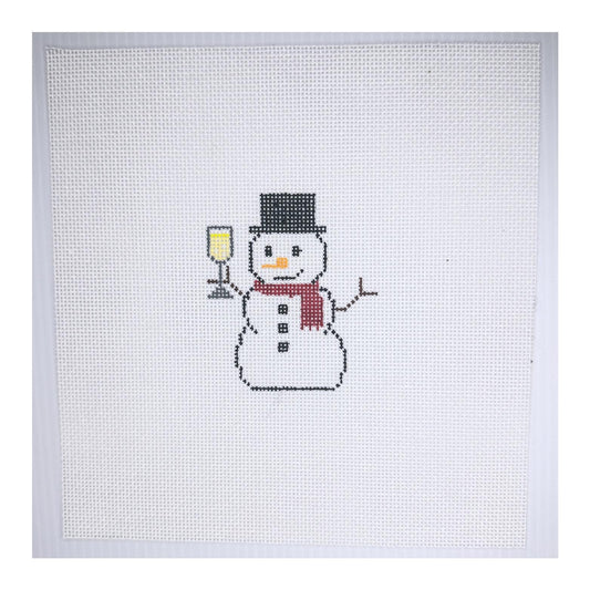 Champagne Snowman Needlepoint Canvas