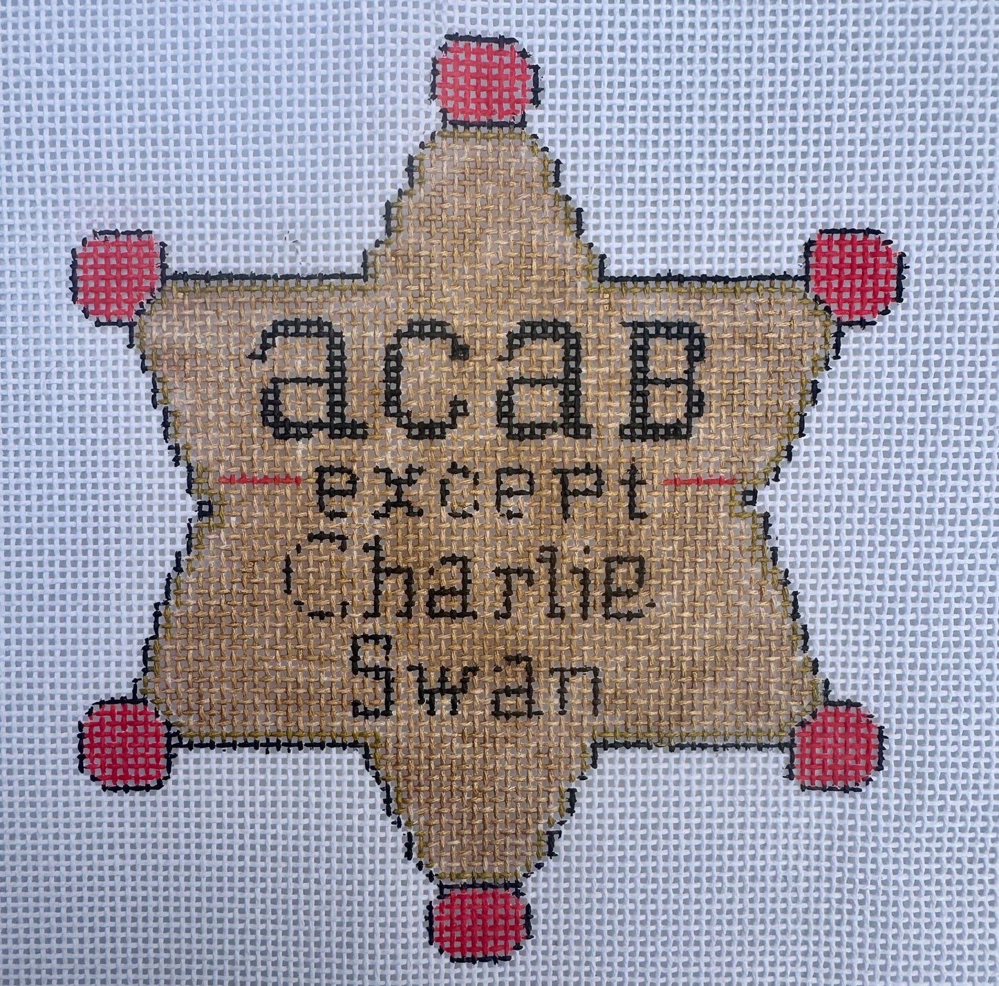 Charlie Swan Sheriff Badge Needlepoint Canvas