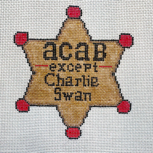 Charlie Swan Sheriff Badge Needlepoint Canvas