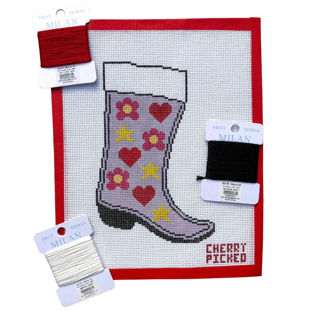 Purple Mini Stocking Needlepoint Canvas