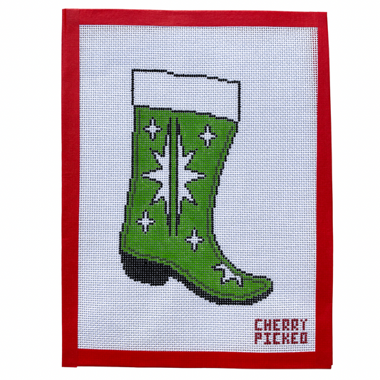 Green Cowboy Mini Stocking Needlepoint Canvas