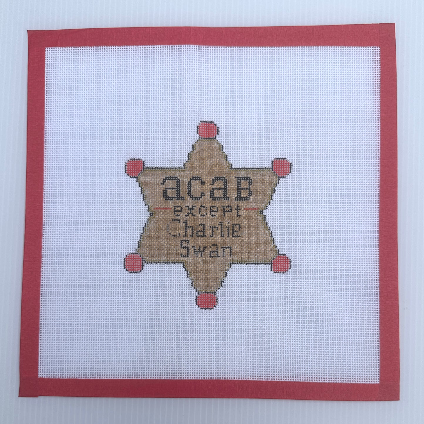 Charlie Swan Sheriff Badge Needlepoint Canvas