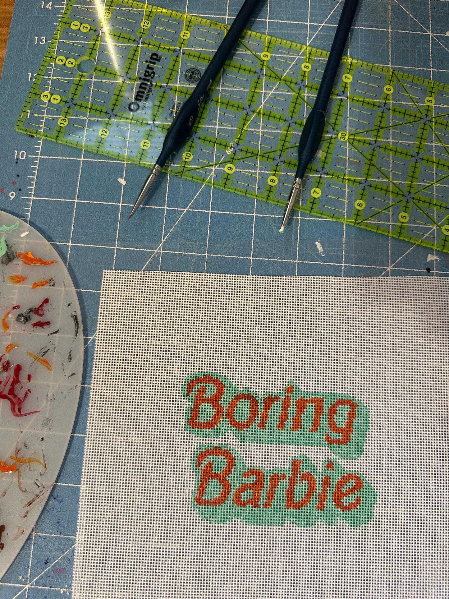 Boring Barbie Needlepoint Canvas