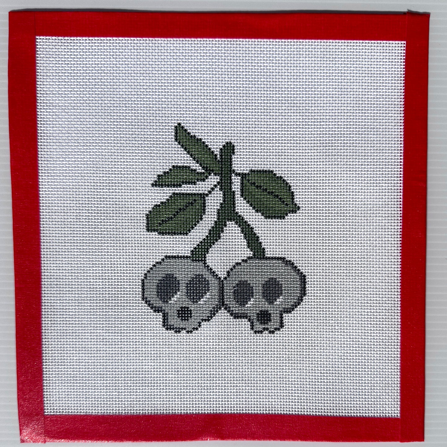 Halloween Skull Cherries Needlepoint Canvas