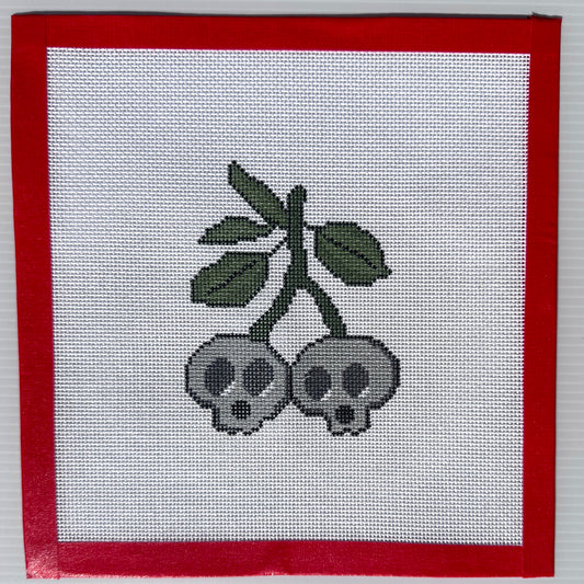 Halloween Skull Cherries Needlepoint Canvas