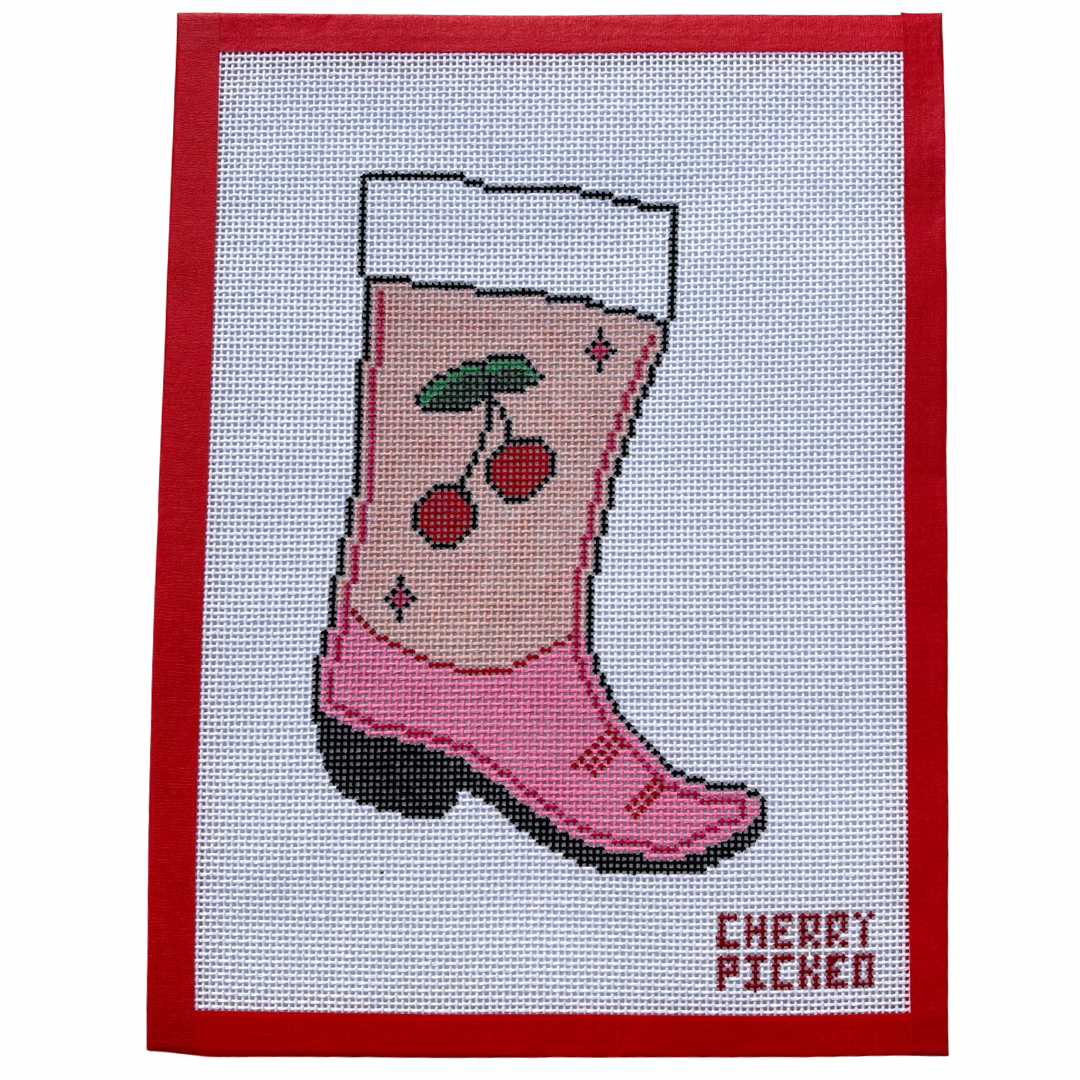 Mini Cherry Needlepoint Stocking