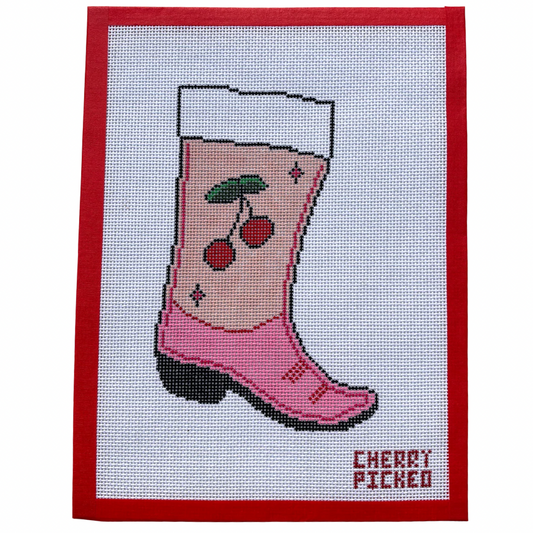 Mini Cherry Needlepoint Stocking