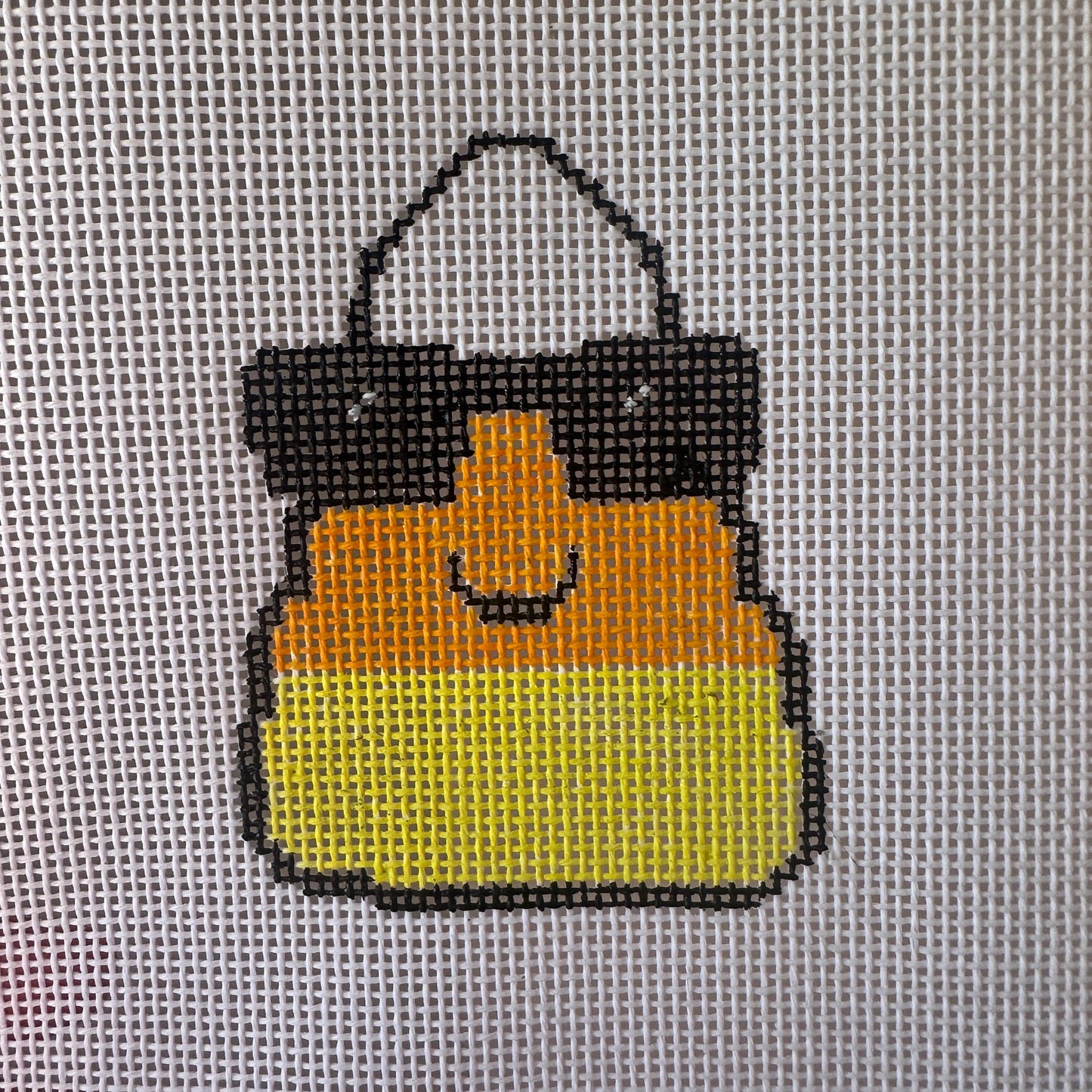 Candy Corn Needlepoint Canvas – Halloween Candy Mini, Hand-Painted 18 Mesh